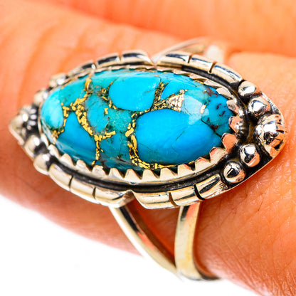 Blue Copper Composite Turquoise Ring Size 8.25 (925 Sterling Silver) RING138555