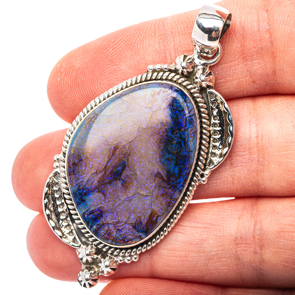 Premium Southwestern Style Sterling Opal Pendant 2 1/8" (.925 Sterling Silver)