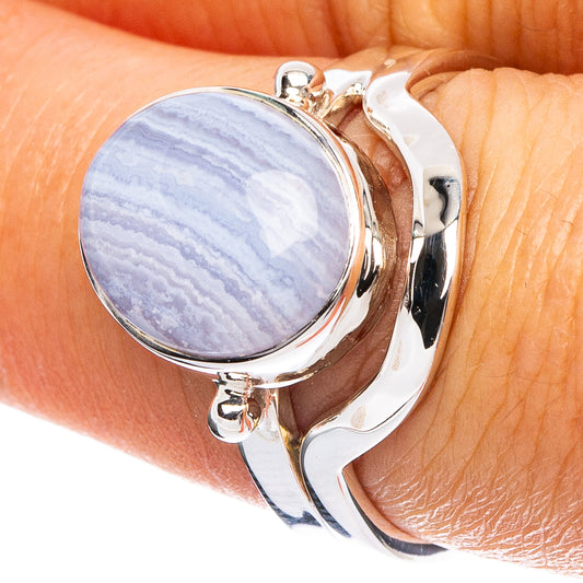 Blue Lace Agate 925 Sterling Silver Premium Ring Size 7.75 (925 Sterling Silver) R6610