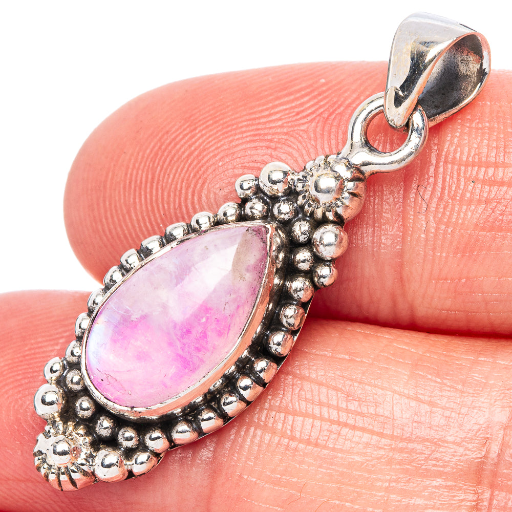 Pink Moonstone Pendant 1 3/8" (925 Sterling Silver) P42410