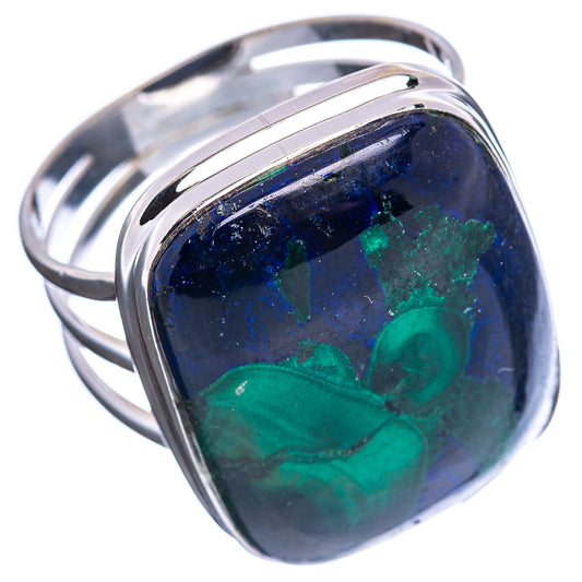 Sterling silver ring featuring large oval blue-and-green cabochon in a raised bezel
