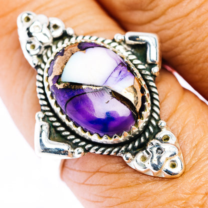 Purple Dahlia Turquoise Ring Size 9 (.925 Sterling Silver)