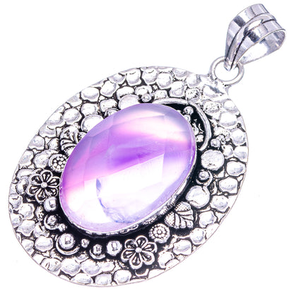 Purple Banded Agate Pendant 2 3/8" (German Silver)