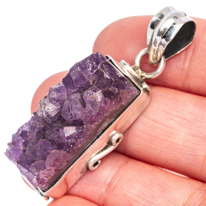Amethyst Crystal Pendant 1 3/4" (925 Sterling Silver) P40100