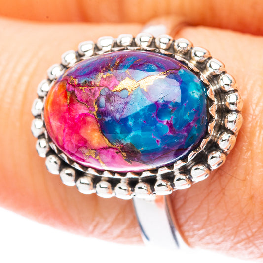 Kingman Pink Dahlia Turquoise Ring Size 8.5 (925 Sterling Silver) R3983