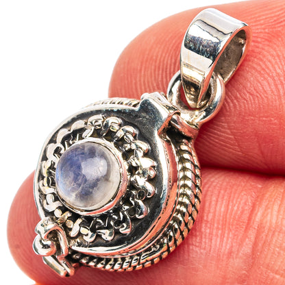 Rainbow Moonstone Poison Pendant 1 1/8" (.925 Sterling Silver)