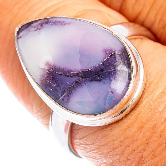 Sterling silver oval opal ring, marbled purple and lavender stone setting