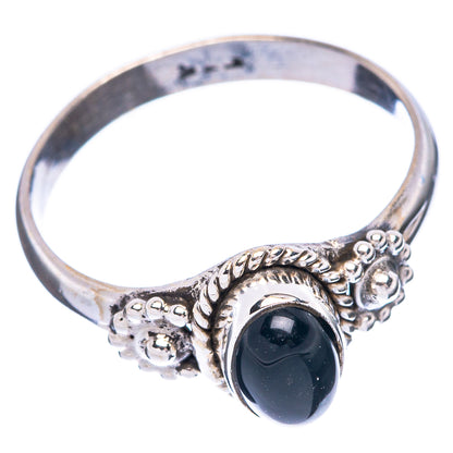 Black Onyx Dainty Ring Size 7.5 (925 Sterling Silver) R6004