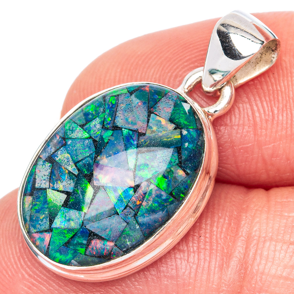 Rare Triplet Opal Pendant 1 1/8" (925 Sterling Silver) P41330