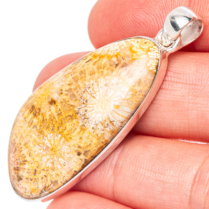 Fossil Coral Pendant 1 7/8" (925 Sterling Silver) P42853