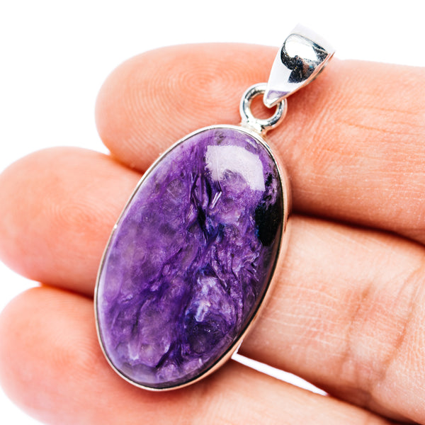 Premium Charoite Pendant 1 5/8" (.925 Sterling Silver)