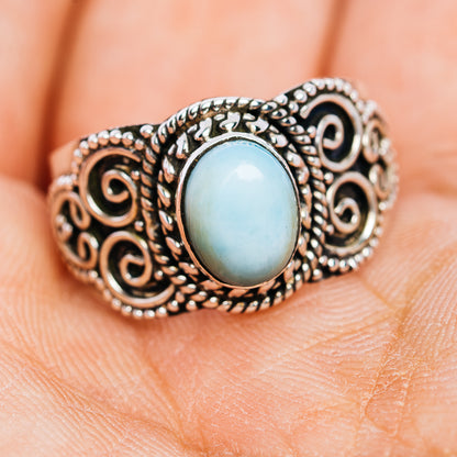 Larimar Ring Size 7.5 (.925 Sterling Silver)