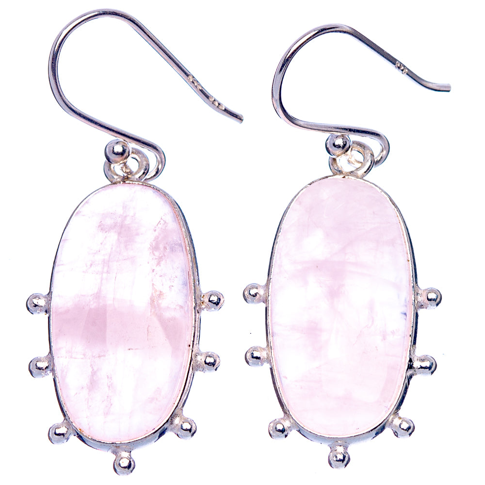 Rose Quartz Earrings 1 1/2" (925 Sterling Silver) E1853