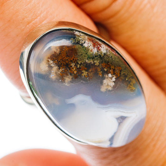 Indonedian Plume Agate Ring Size 8 (German Silver)