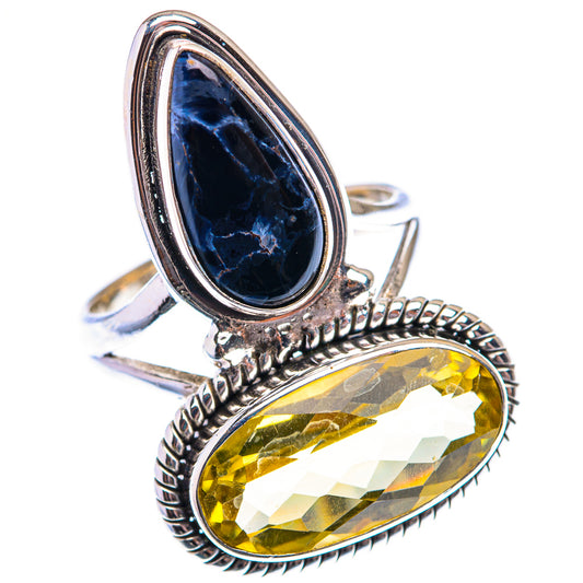 Large Faceted Citrine, Pietersite Ring Size 8.5 (925 Sterling Silver) RING140052
