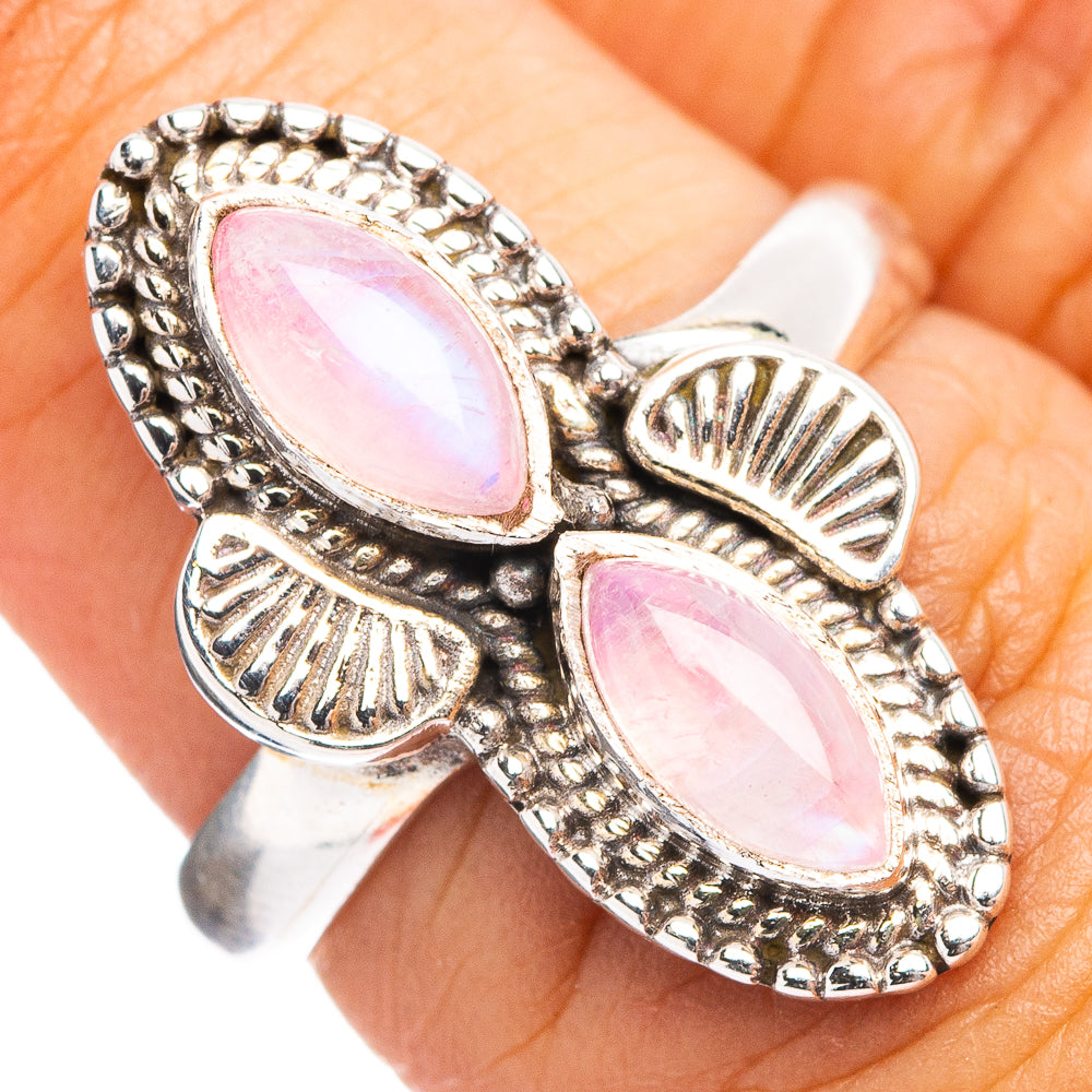 Pink Moonstone Ring Size 6.5 (.925 Sterling Silver)