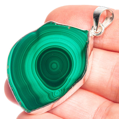 Malachite 925 Sterling Silver Pendant 1 3/4"