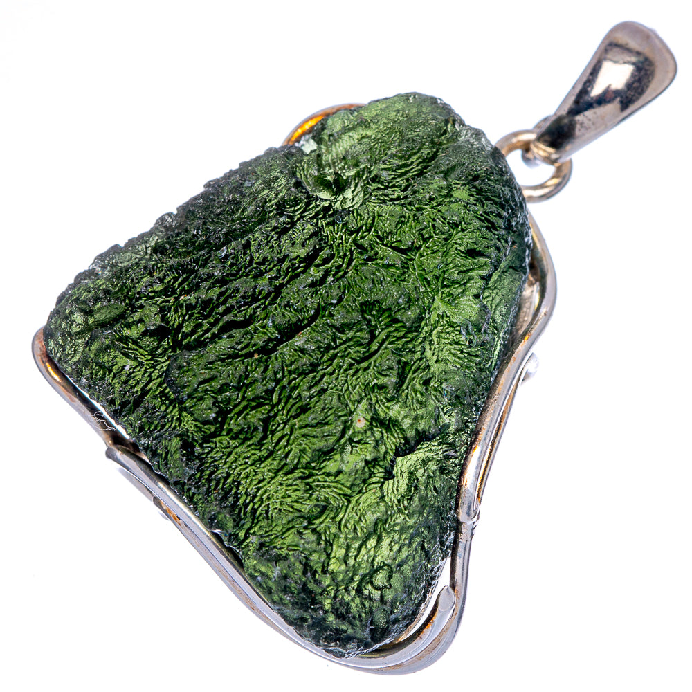 Czech Moldavite Pendant 1 5/8" (925 Sterling Silver) P40104