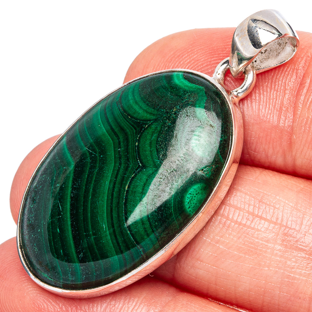 Malachite Pendants 1 5/8" (925 Sterling Silver) P43211