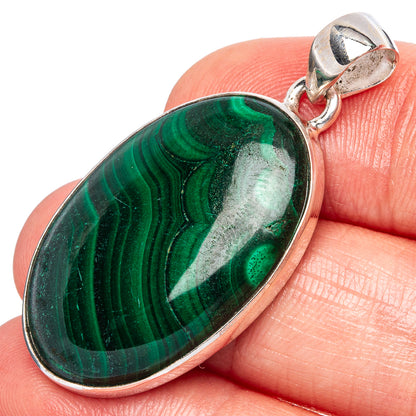 Malachite Pendants 1 5/8" (925 Sterling Silver) P43211