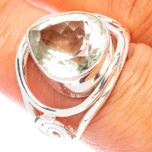 Green Amethyst Ring Size 6.75 (925 Sterling Silver) R7412