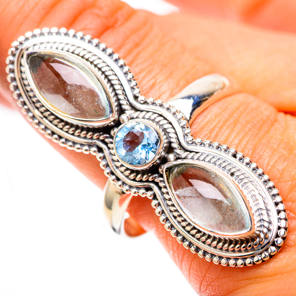 Large Natural Aquamarine, Blue Topaz Ring Size 10.75 (925 Sterling Silver) RING138032