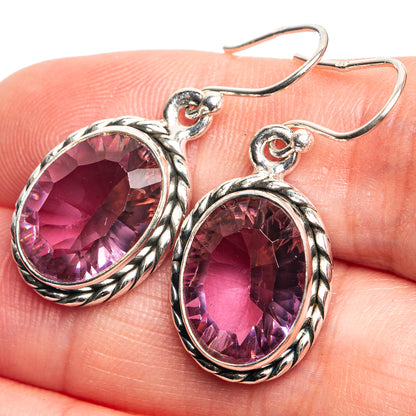 Color Change Alexandrite (Lab.) Earrings 1 3/8" (925 Sterling Silver) E432773