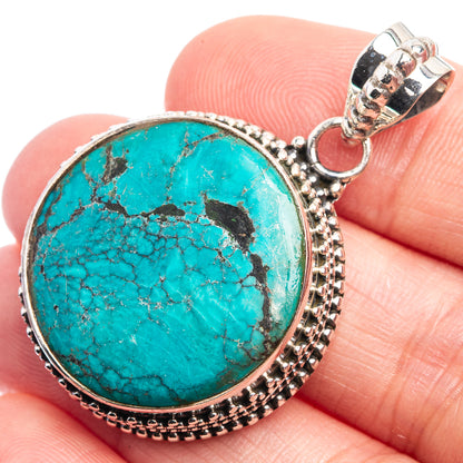 Tibetan Turquoise Pendant 1 5/8" (925 Sterling Silver) P38997