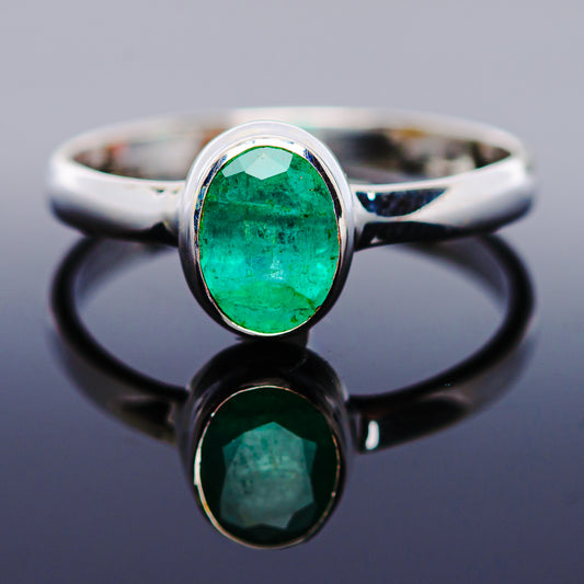 1ct Premium Zambian Emerald Ring Size 9.5 (.925 Sterling Silver)