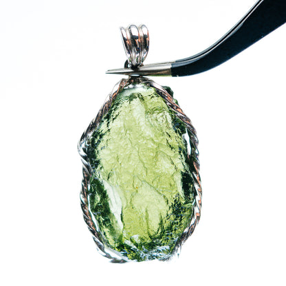 Premium AAA Czech Moldavite Pendant 1 3/4" (.925 Sterling Silver)