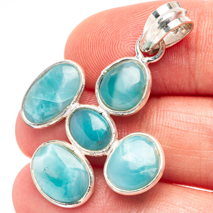 Rare Larimar Pendant 1 5/8" (.925 Sterling Silver)