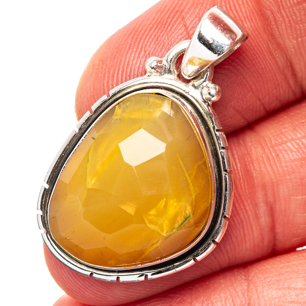 Amber Pendant 1 1/4" (.925 Sterling Silver)