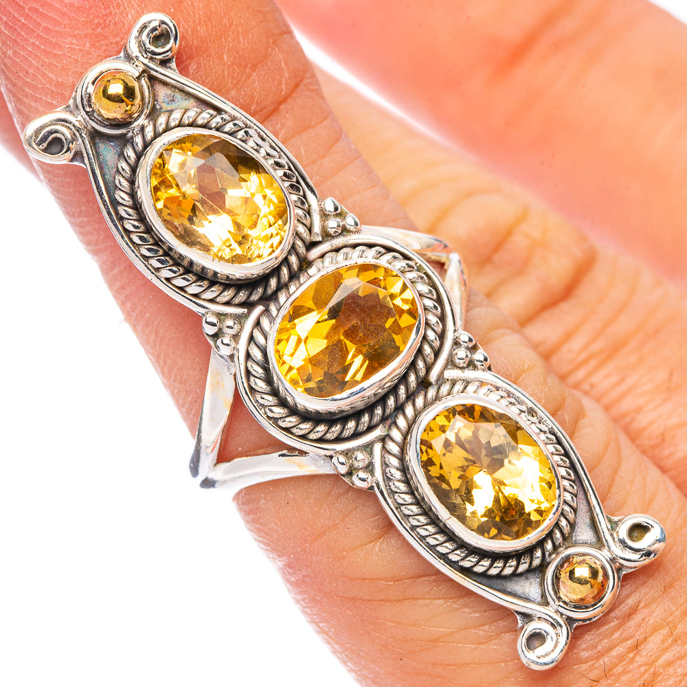 Large Faceted Citrine Ring Size 6 (925 Sterling Silver) R7458