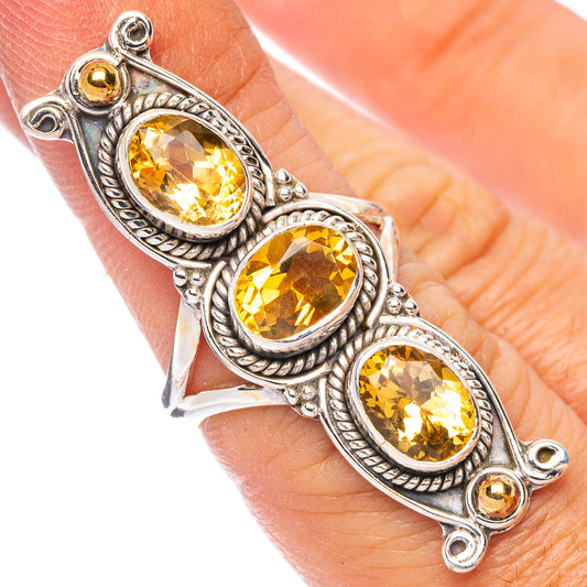 Large Faceted Citrine Ring Size 6 (925 Sterling Silver) R7458
