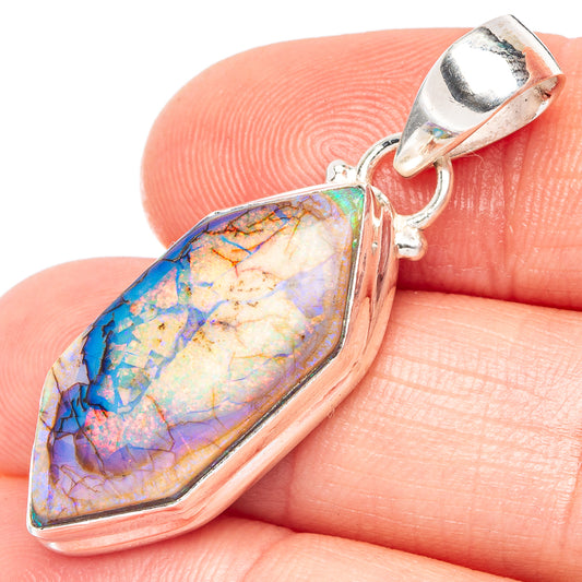 Rare Sterling Opal Pendant 1 5/8" (925 Sterling Silver) P43856