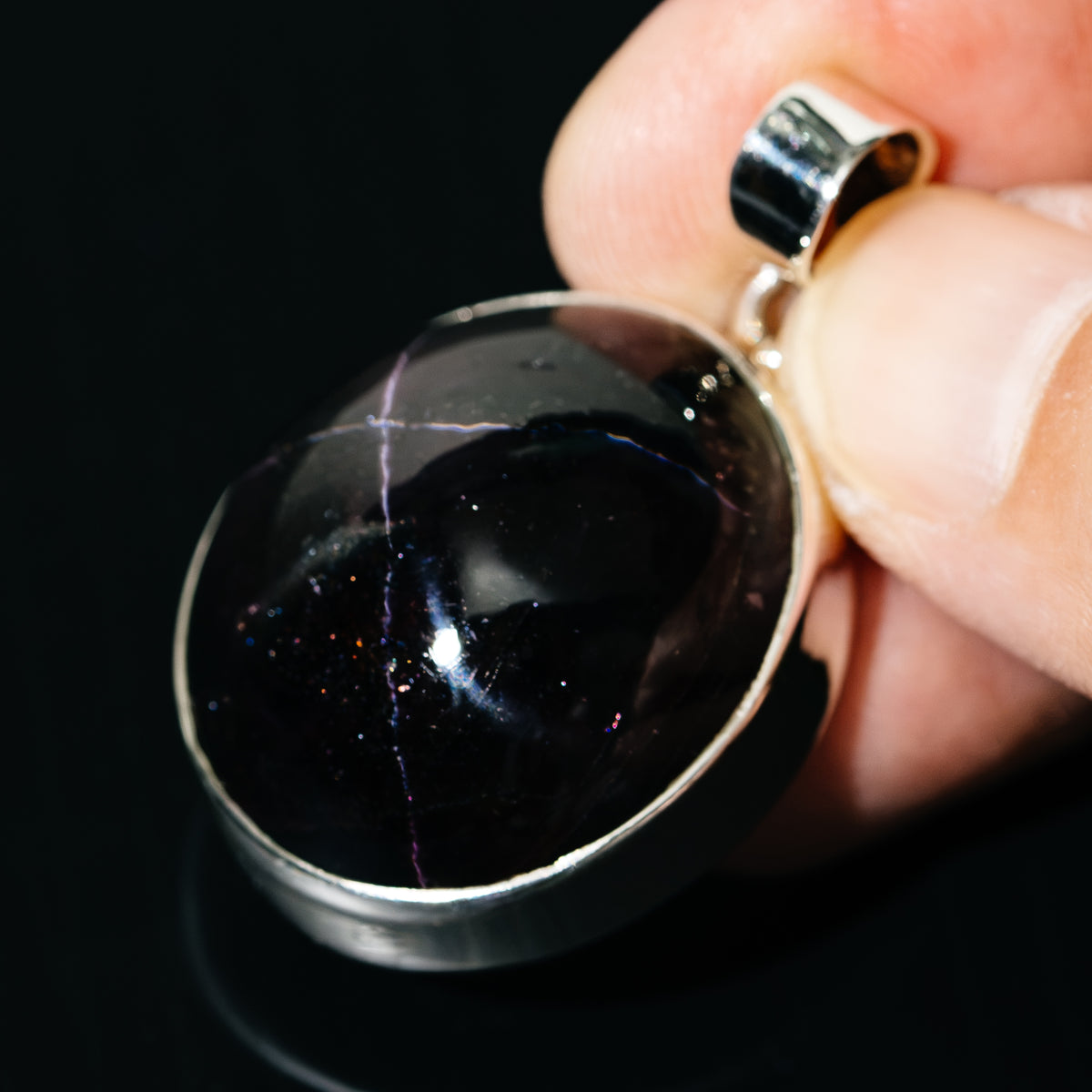 Premium Large Star Garnet Pendant 1 5/8" (.925 Sterling Silver)
