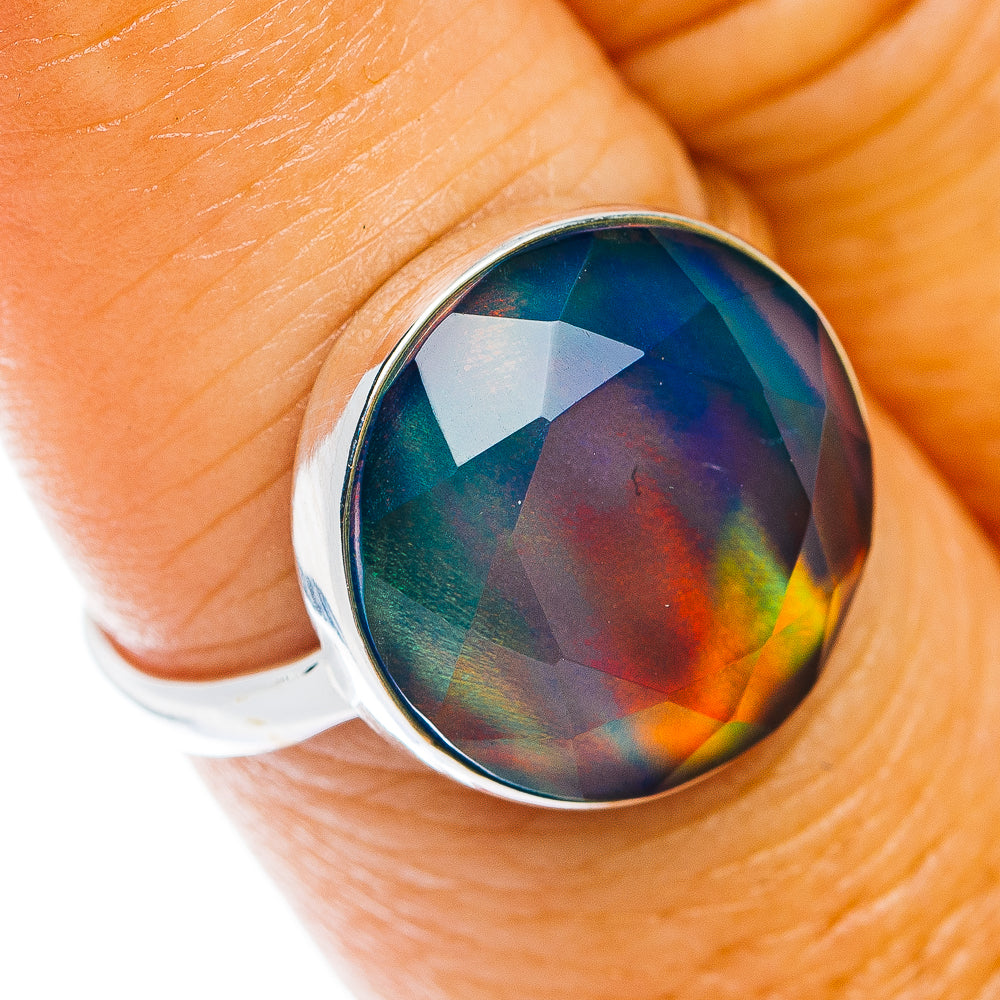 Aurora Opal Ring Size 8 (.925 Sterling Silver)