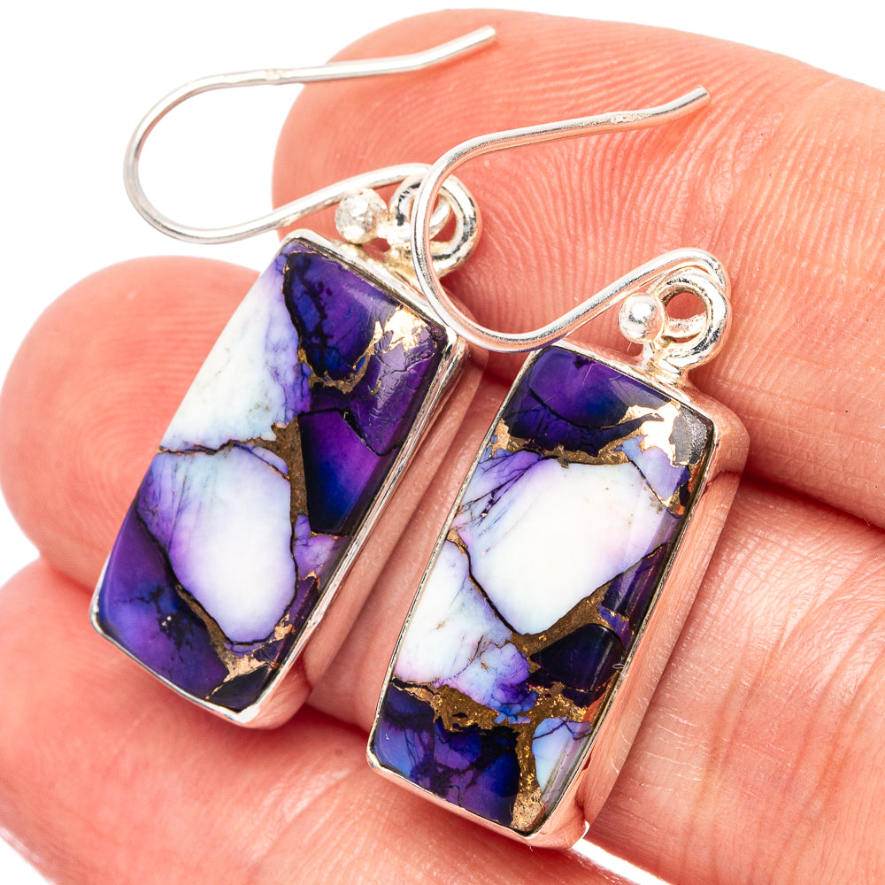 Purple Copper Composite Turquoise Earrings 1 3/8" (925 Sterling Silver) E2584