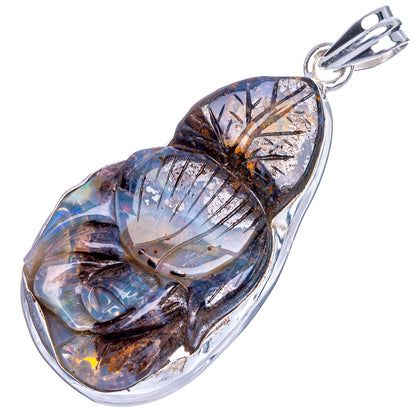Rare Boulder Opal Flower Pendant 2 1/8" (925 Sterling Silver) P40556