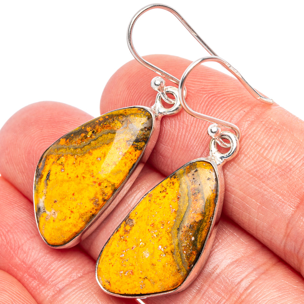 Bumble Bee Jasper Earrings 1 5/8" (925 Sterling Silver) E1734