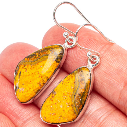 Bumble Bee Jasper Earrings 1 5/8" (925 Sterling Silver) E1734
