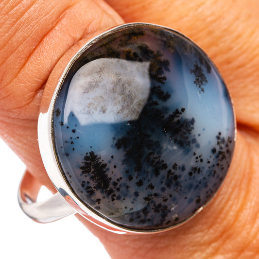 Premium Dendritic Moss Agate Ring Size 10 Adjustable (.925 Sterling Silver)
