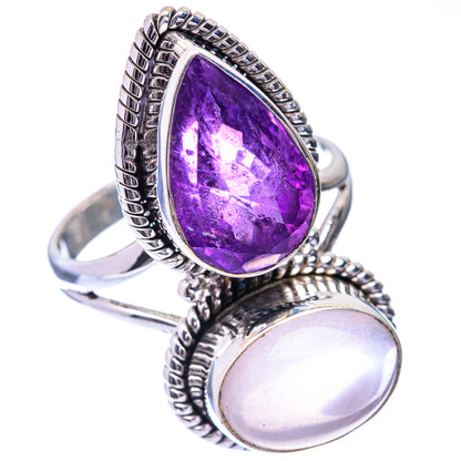 Large Rose Quartz, Amethyst Ring Size 10.5 (925 Sterling Silver) R140863