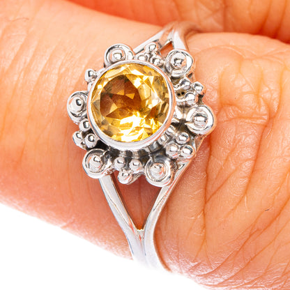 Faceted Citrine Dainty Ring Size 6.5 (925 Sterling Silver) R1164