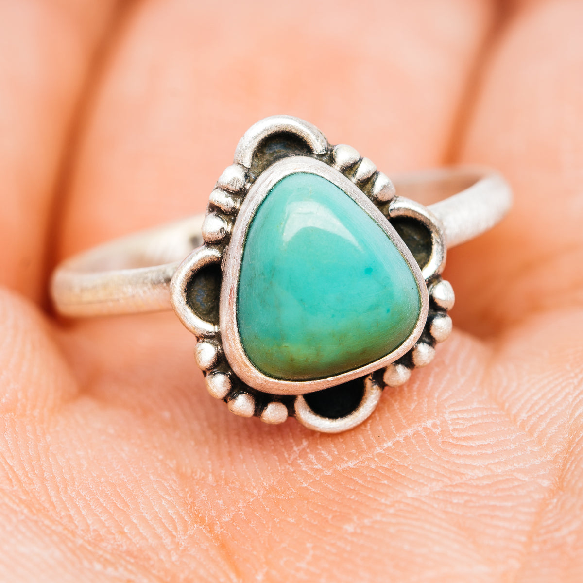 Southwestern Style Royston Turquoise Ring Size 6.75 (.925 Sterling Silver)