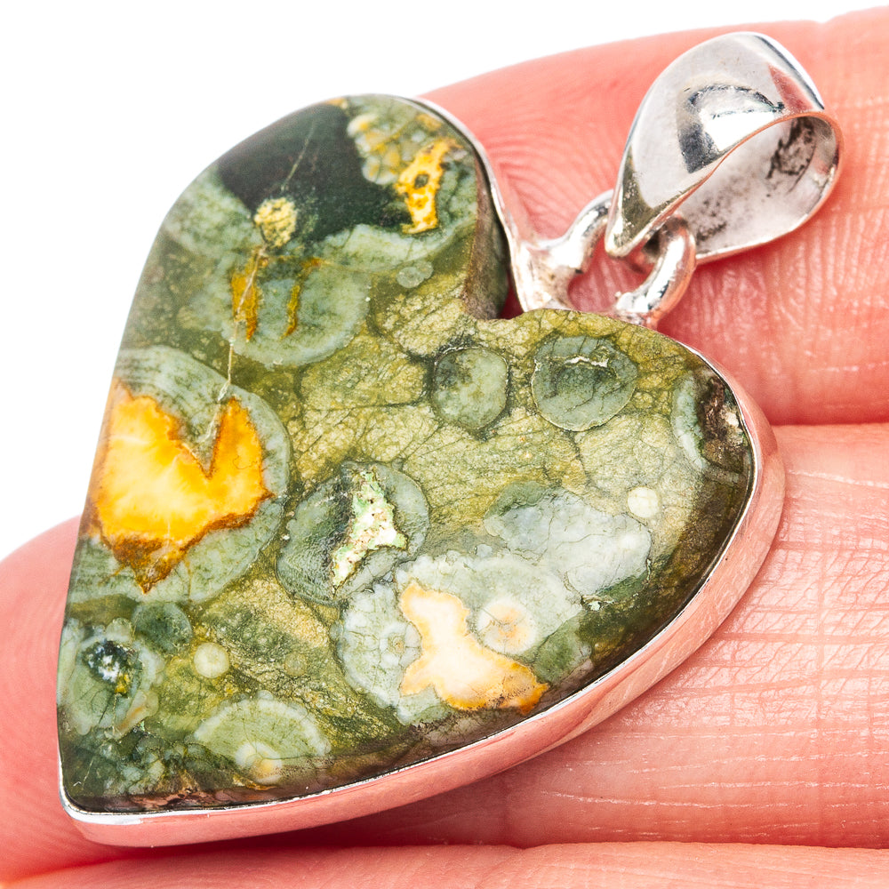 Rainforest Opal Heart Pendant 1 3/8" (925 Sterling Silver) P43051