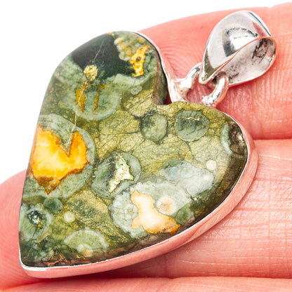 Rainforest Opal Heart Pendant 1 3/8" (925 Sterling Silver) P43051