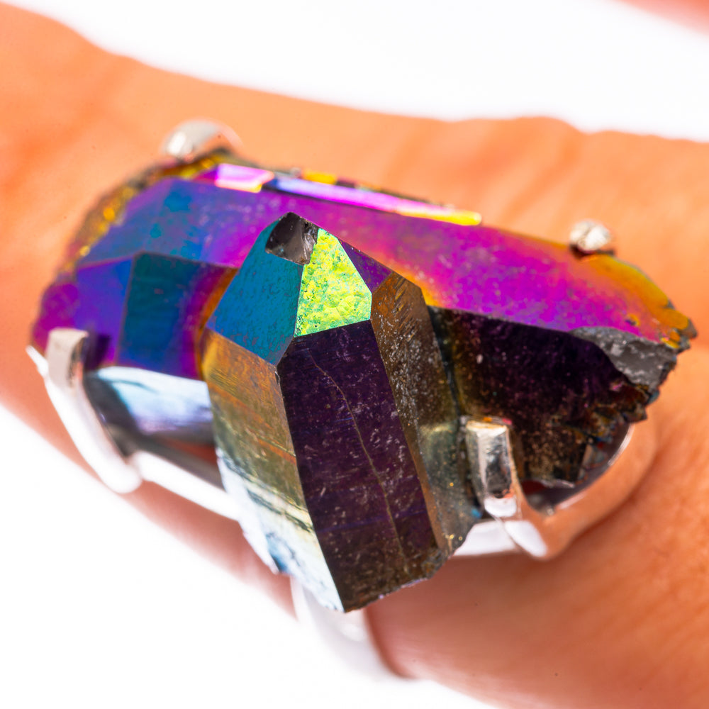 Large Titanium Sunshine Druzy Ring Size 7.75 (925 Sterling Silver) R141043