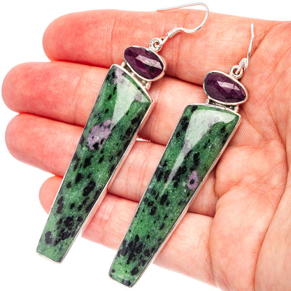 Signature Ruby Zoisite, Ruby Earrings 3 1/8" (.925 Sterling Silver)