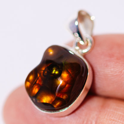 AAA Top Grade Mexican Fire Agate Pendant 1 1/8" (.925 Sterling Silver)